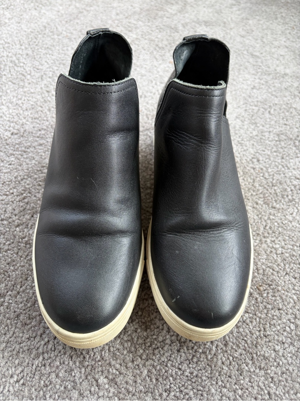 Steven by Steve Madden Black Leather Hidden Wedge Slip On Sneakers 7.5